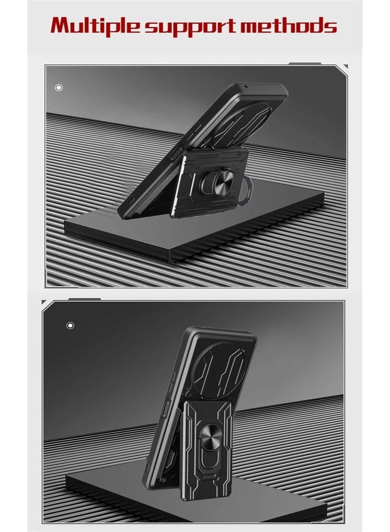 Genaric جراب شيلد لـ  Redmi 14C بحماية كاملة ضد الصدمات وغطاء كاميرا متحرك مع دبلة معدنية وحافظة بطاقات - Image 3